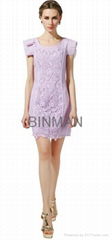 European Organza embroidery slim dress