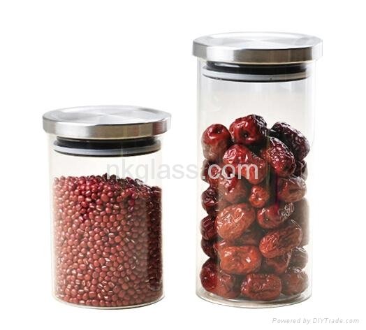 Cylinder Glass Jar With Stainless Steel lid