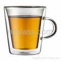 double wall glass tea mug