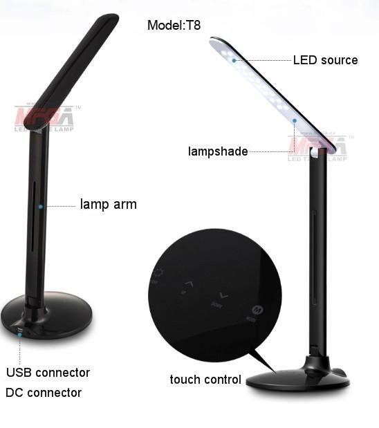 DC12V foldable&rotatable LED table lamp with 3-C light modes and touch dimmer 3