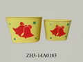 Yellow Metal Flower Pot With Bell Pattern 1