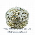 Metal trinket box pearls table decoration