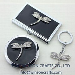 Promotional gifts set compact mirror Name card box Key chain