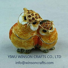 Novelty gifts owl pewter jewelled box