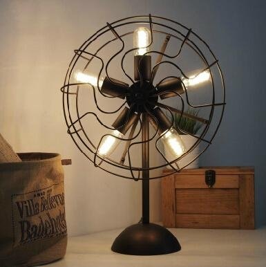 European style Loft RH decorated fan table lamp 2