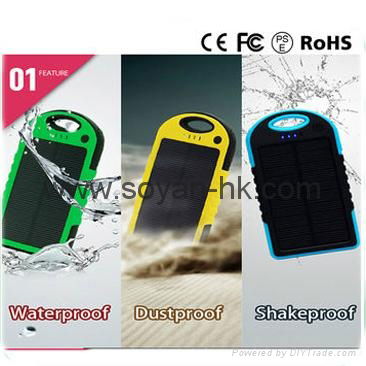 Waterproof Solar Portable Powerbank With LED Lighting  5