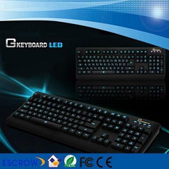 Black Light Luminous Waterproof Wired Multimedia Game keyboard