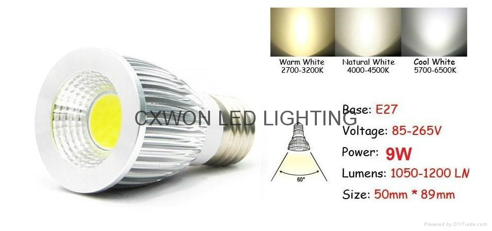 COB GU10 Led 5W 7W 9W bulbs light dimmable E27 E26 E14 MR16 led