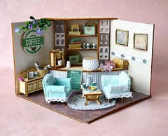coffee shop doll house   model building    plan toy  puzzle 3D