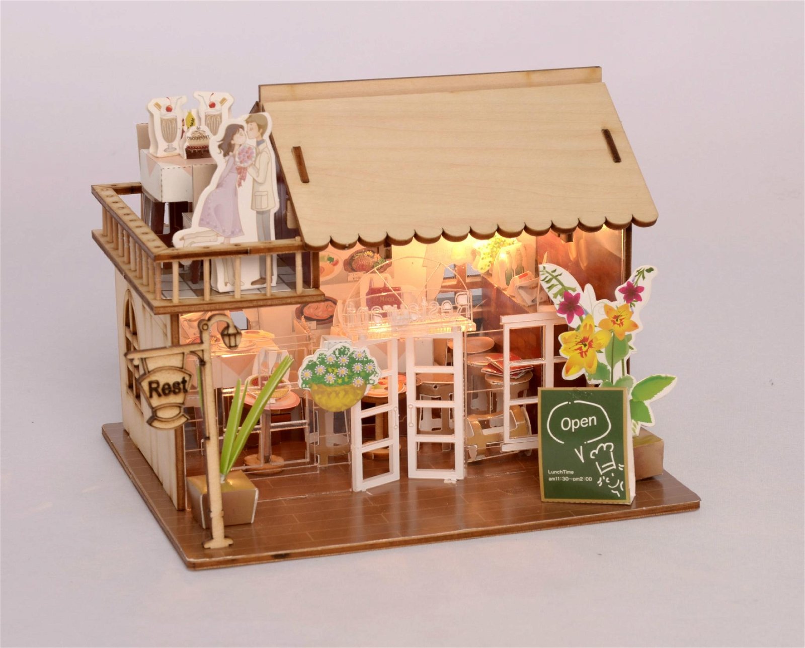 Restaurant building plan toy wood model  DIY house 4