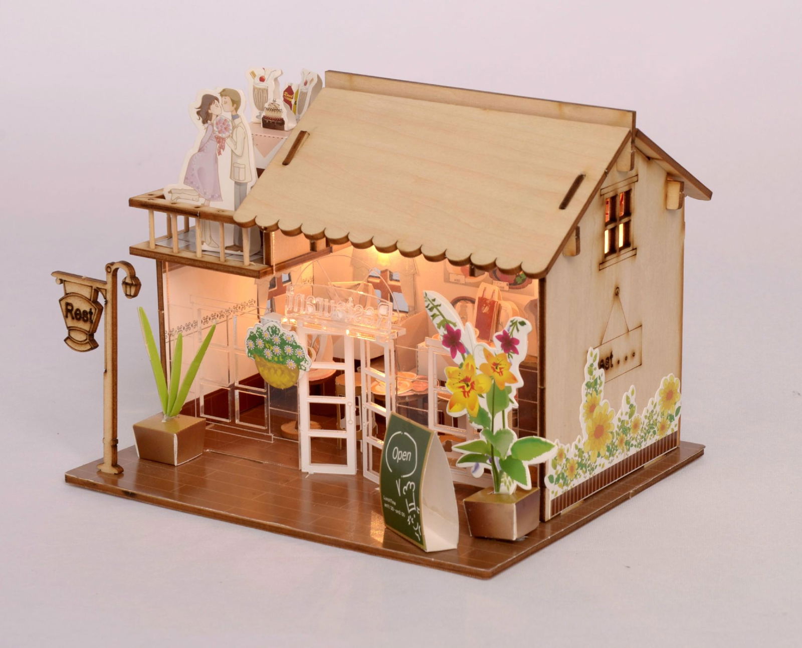 Restaurant building plan toy wood model  DIY house 3