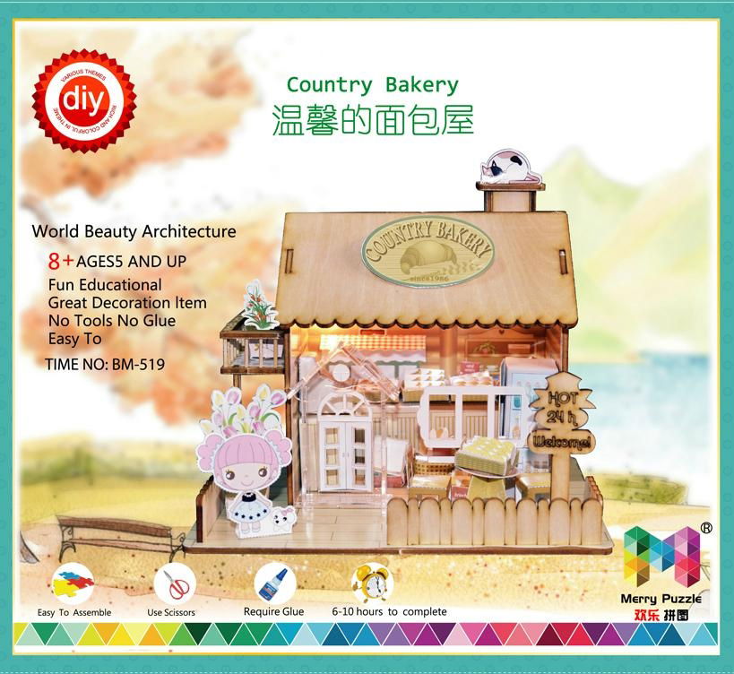 wooden model  plan toy   puzzle 3D   DIY house 2