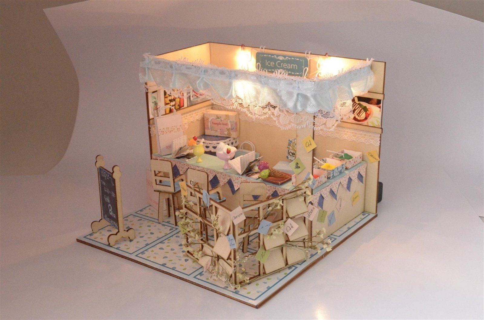 Ice cream house   plan toy   model building   DIY house  wooden  art 3