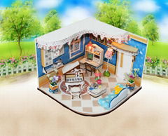 wooden doll house  plan toy  model building  puzzle 3D 