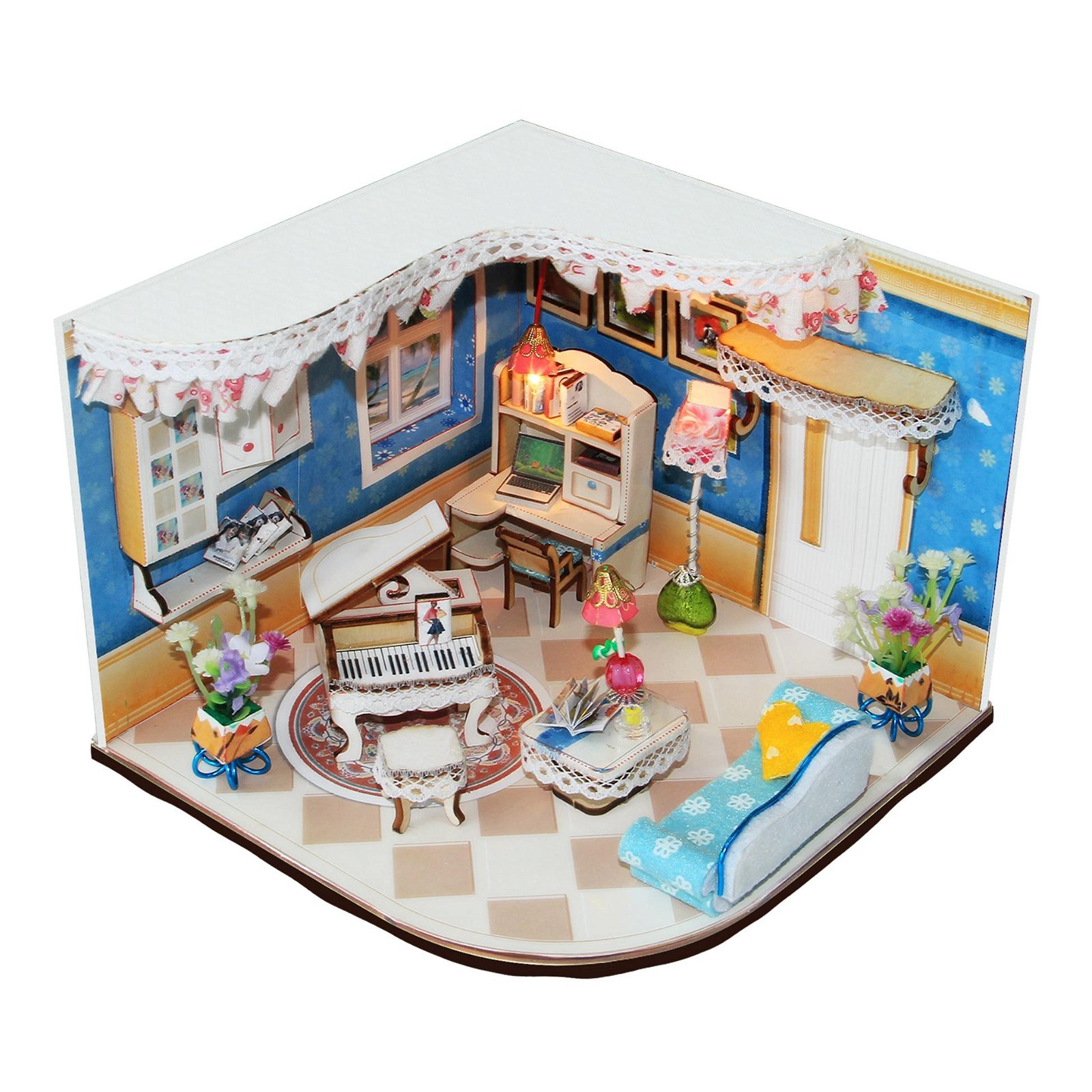 sweet home  wooded doll house   plan toy  model building   DIY house 4