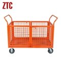 Mobile mesh sides warehouse logistics flatbed trolley cart