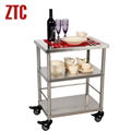 Three layers hotel service stainless steel trolley cart on wheels 