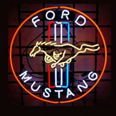 New T64 FORD MUSTANG handicrafted real glass tube neon light beer lager bar p