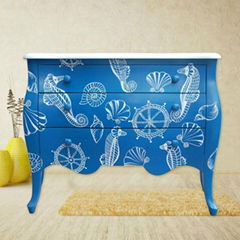 Blue and white  handpainted 2 drawer chest