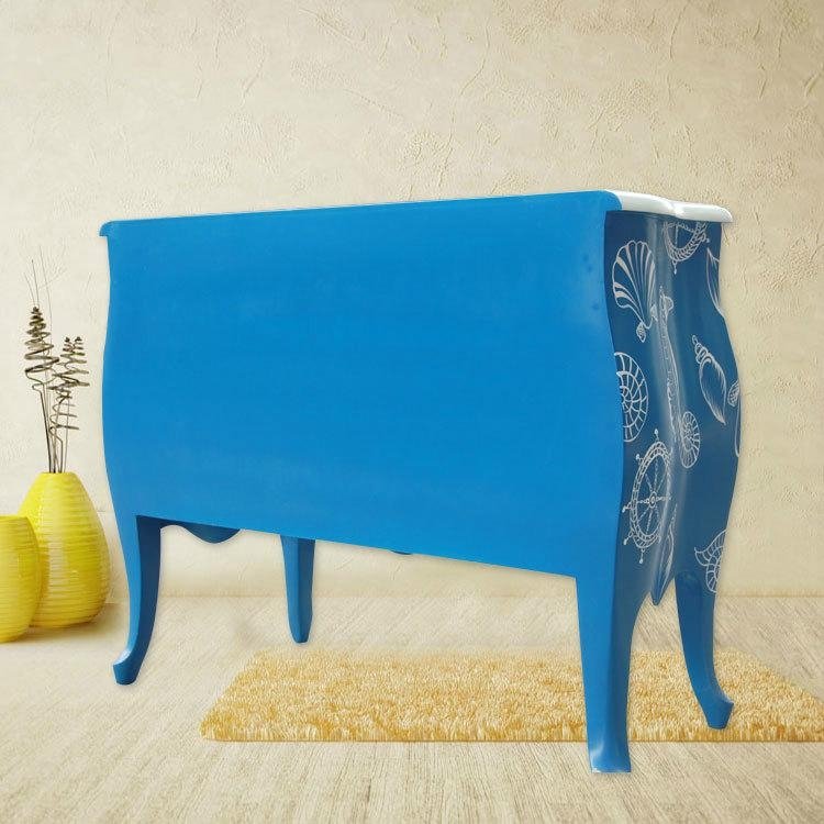 Blue and white  handpainted 2 drawer chest 4