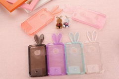 Newest Clear Colorful Crystal Rabbit Ear Silicone cell phone case