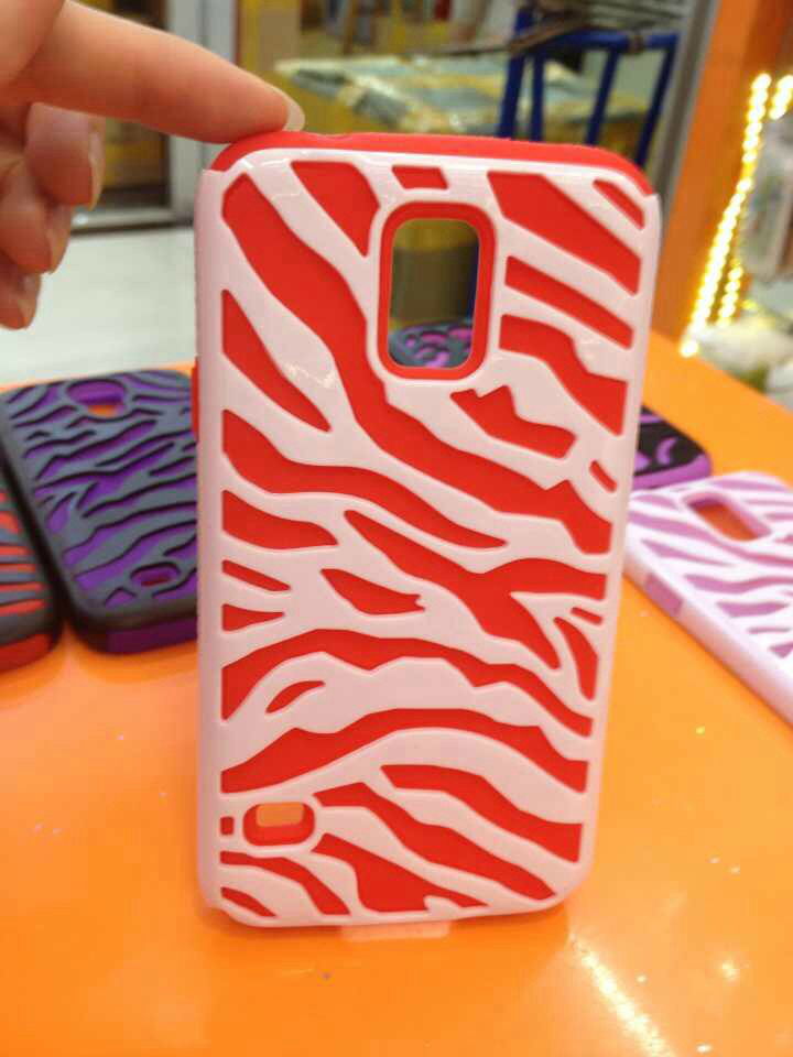 New fashion Film dual layer Zebra combo hard soft PC+Silicon cell phone case 3