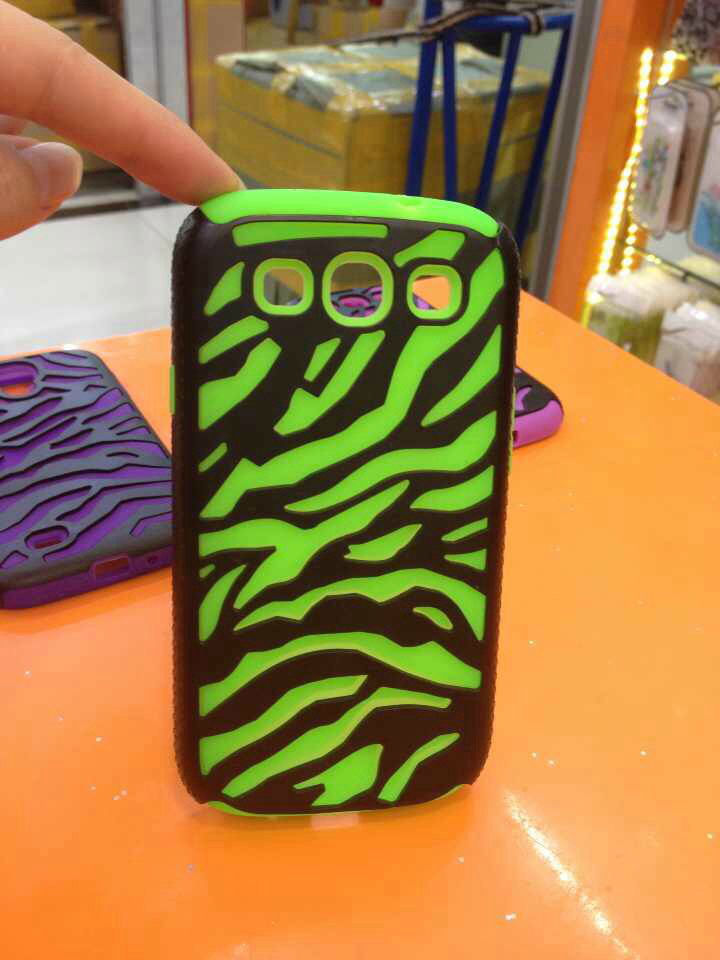 New fashion Film dual layer Zebra combo hard soft PC+Silicon cell phone case 4