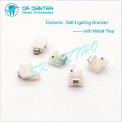 Dental Orthodontic Ceramic Self Ligation Bracket with Metal Flap