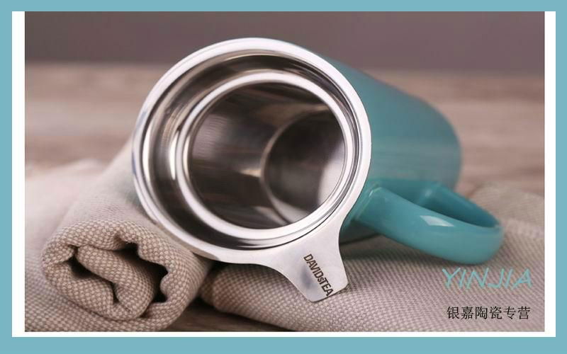 DAVIDstea teal perfect ceramic mug  With infuser and lid