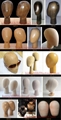 Wooden mannequin head, Vintage style female head model 5