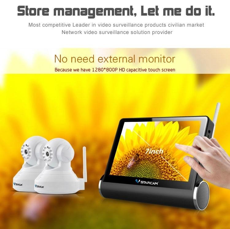 NVS kit with touch screen +2pc  pnp 10m night vision hd wifi IP Camera 3