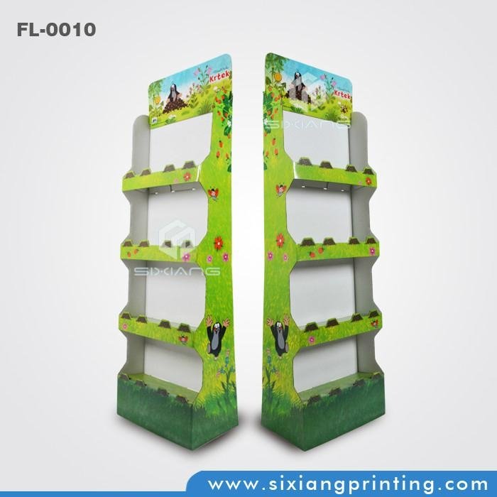 Custom design 4 color printing folded cardboard water floor display 4