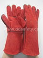 Red cow split welder gloves 1