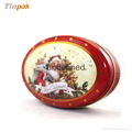 christmas oval tin candy container for kids