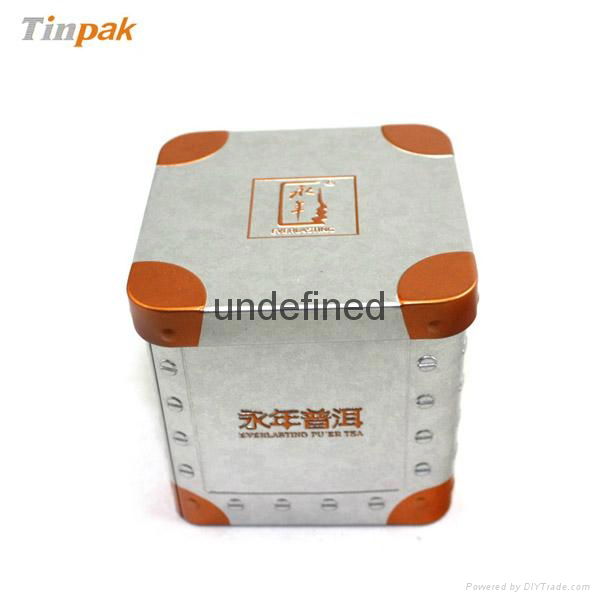 FDA embossed square tea tin box