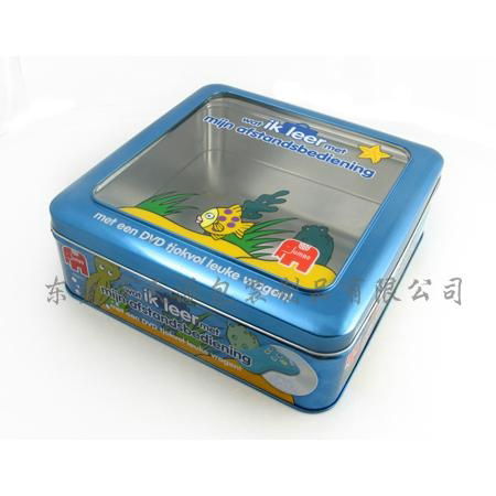 Clear lid square tin container 4