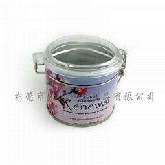 small round milk candy tin cans