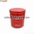 round Christmas socks tin box