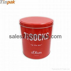 round Christmas socks tin box