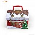 house shaped Christmas gift packaging tin container