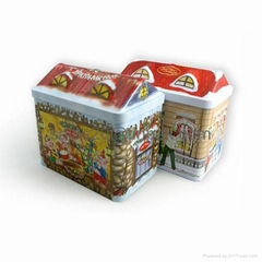 slap-up house shape X'mas money tin box