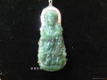 Natural jade a Buddism godness Guanyin pendant ring 1