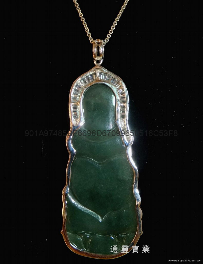 Natural jade a Buddism godness Guanyin pendant ring 2