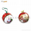 Christmas ball-shaped metal tin for gifts  2