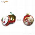 Christmas ball-shaped metal tin for gifts  3