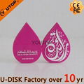 Pink Water-Drop Custom Shaped USB Flash