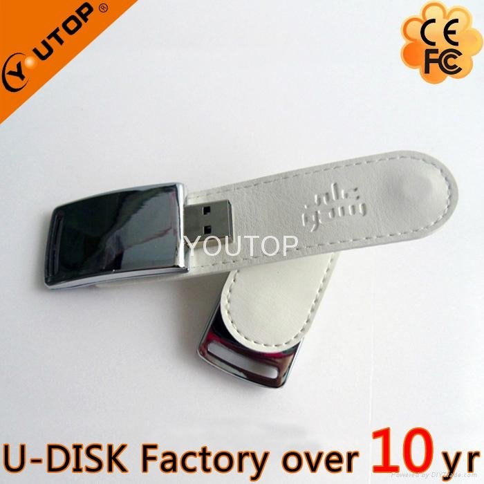 Fashional Leather USB Flash Drive  with Emboss Logo(YT-5116)