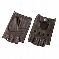 Mens Fingerless genuine Leather Gloves