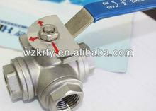 3 way pneumatic BSP SS ball valve