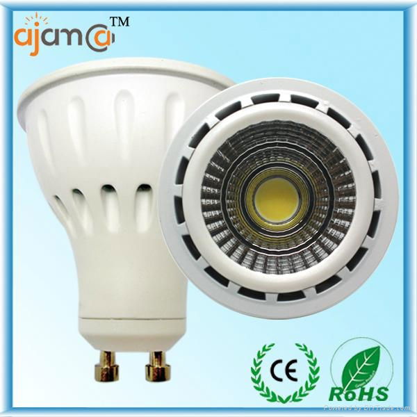 China manufacture silver or white color 7w 600lm cob led gu10 spot light 3